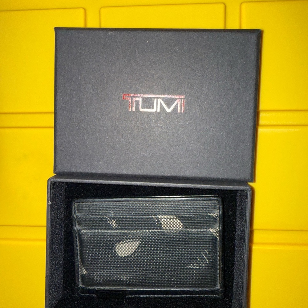 TUMI Black Patterned Card Holder with ID Window
